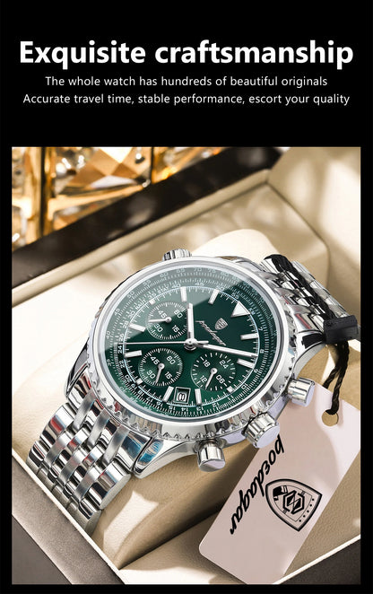 POEDAGAR Luxury Watches For Man Date Chronograph Stainless Steel Sport Men Watch Waterproof Luminous Quartz Military Men's Watch