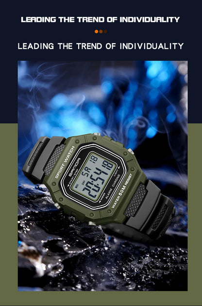 SANDA 2156 Fashion Mens Watch Military Water Resistant Sport Watches Army Big Dial Led Digital Wristwatches Stopwatches For Male