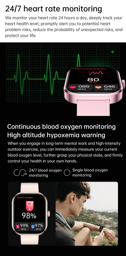 LIGE Fashion Smart Watches Women Bluetooth Call Women‘s Health Monitor Heart Rate Blood Pressure Fitness Digital Smartwatch Men