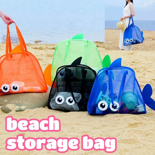 Cute Large Capacity Storage Bag Portable Foldable Mesh  Sand Digging Toy Organizer Pouch for Beach Travel Outdoor Sports