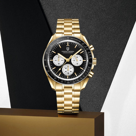2026 New PAGANI DESIGN Gold Men's Quartz Watches Luxury VK63 Speed Sports Chronograph Watch Men AR Sapphire Ceramic Bezel Clock