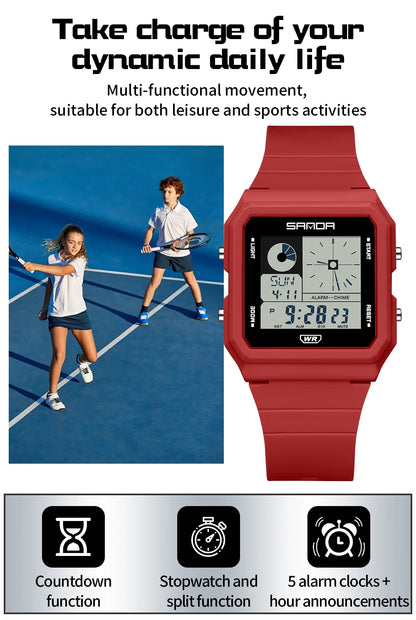 SANDA 2216 Fashion Electronic Watch Multifunction Alarm Calendar Waterproof Sports Student Digital Watches