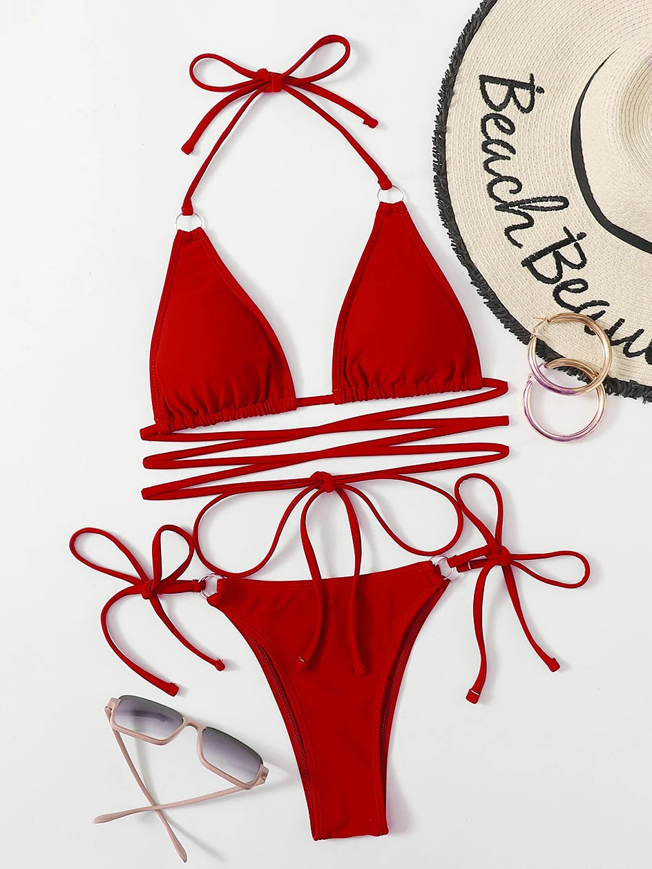 Sexy Micro Bikini 2023 Woman Swimsuit Criss Cross Swimwear Women String Thong Bikinis Set Female Bathing Suit Beach Wear biquini