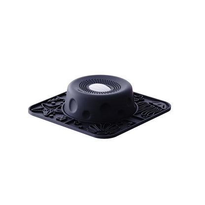 New Double-bowl Pet Licks-and-eats Bowls with Fun Rollers At The Bottom and Suction Cups. for Dogs and Cats. Licking Pads.