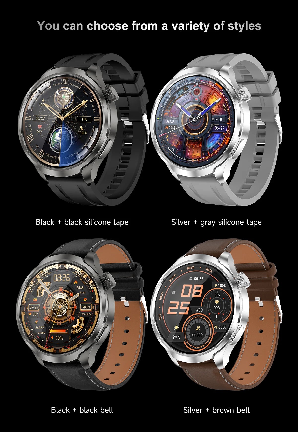 New 1.85"AMOLED NFC GPS Smart Watches For man IP68 Waterproof Blood Pressure Body Temperature Sport Fitness tracker Smart Watch