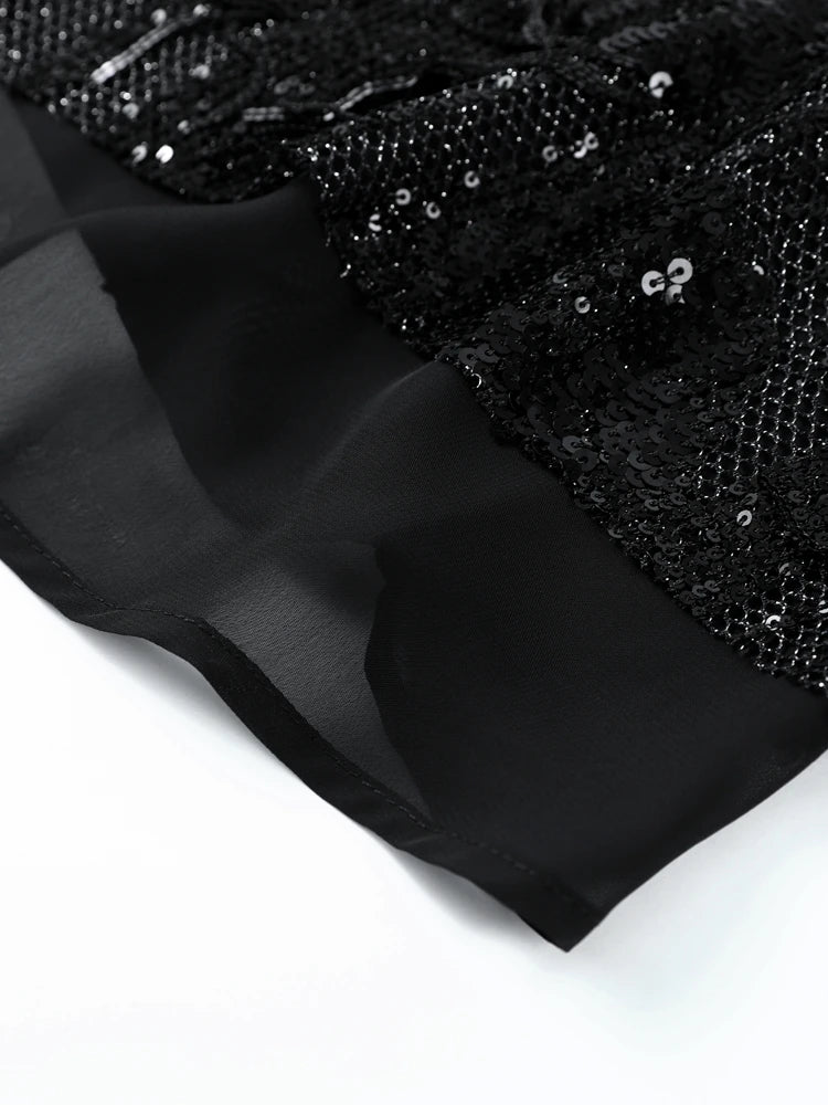Women Dress Female Clothing Evening Dresses Sleeveless Sequin Dress Sexy Mini Dresses Fringe Hem Gown Trendy Party Clothes