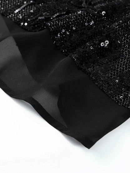 Women Dress Female Clothing Evening Dresses Sleeveless Sequin Dress Sexy Mini Dresses Fringe Hem Gown Trendy Party Clothes