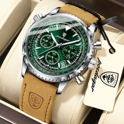 POEDAGAR Business Men Wristwatch Waterproof Luminous Date Chronograph Sport Man Clock Leather Quartz Fashion Men's Watches Reloj