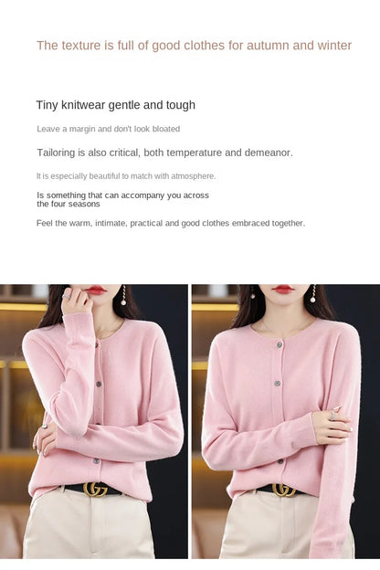 High-Grade Knit Sweater Crewneck Cardigan Coat Autumn And Winter New Middle-Aged And Elderly Women's Fashion ZD060