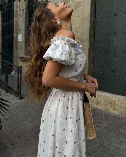 Elegant Women's Summer Cotton 100% Dress Vintage Light Midi Muslim Dresses Beautiful Long  Casual  White Dress for Women 2026