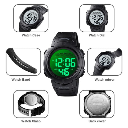 SKMEI 1560 Sport Electronics Watch for Men 100M Waterproof LED Display Digital Mens Wristwatches Stopwatch Military Reloj Hombre