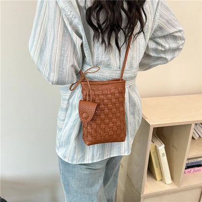 Women's Bag PU designer luxury bags woman 2026 Shoulder bags Fashion niche woven minimalist crossbody bag Wallet
