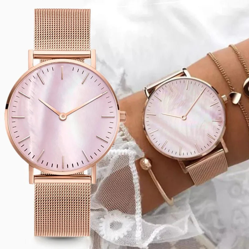 Minimalist Women Watch Luxury Metal Mesh Band Quartz Watches for Woman Fashion Ultra-thin Ladies Wristwatches Clock reloj mujer