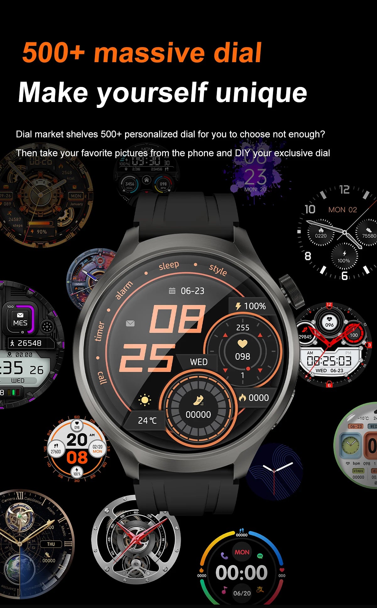 New 1.85"AMOLED NFC GPS Smart Watches For man IP68 Waterproof Blood Pressure Body Temperature Sport Fitness tracker Smart Watch