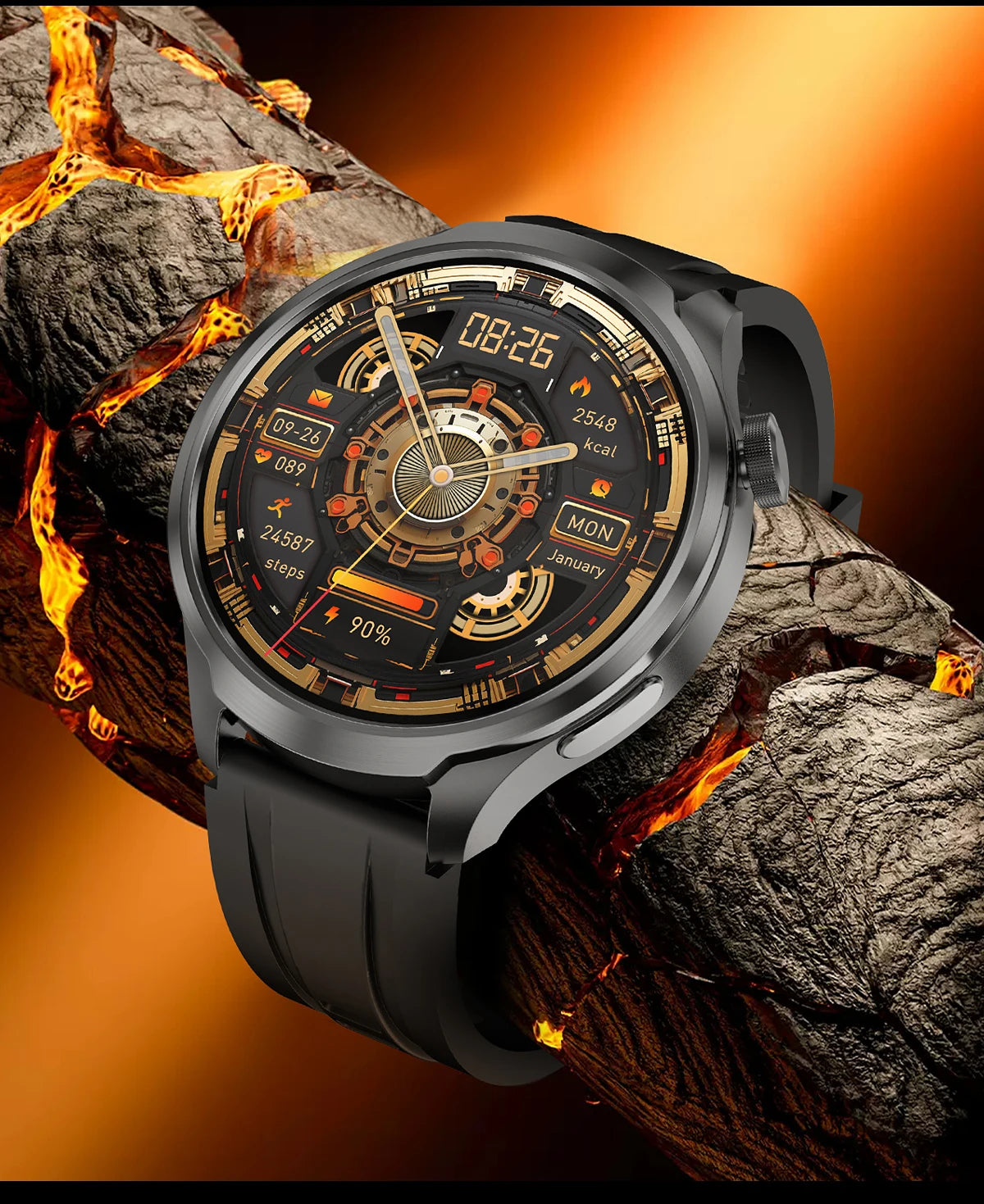 New 1.85"AMOLED NFC GPS Smart Watches For man IP68 Waterproof Blood Pressure Body Temperature Sport Fitness tracker Smart Watch