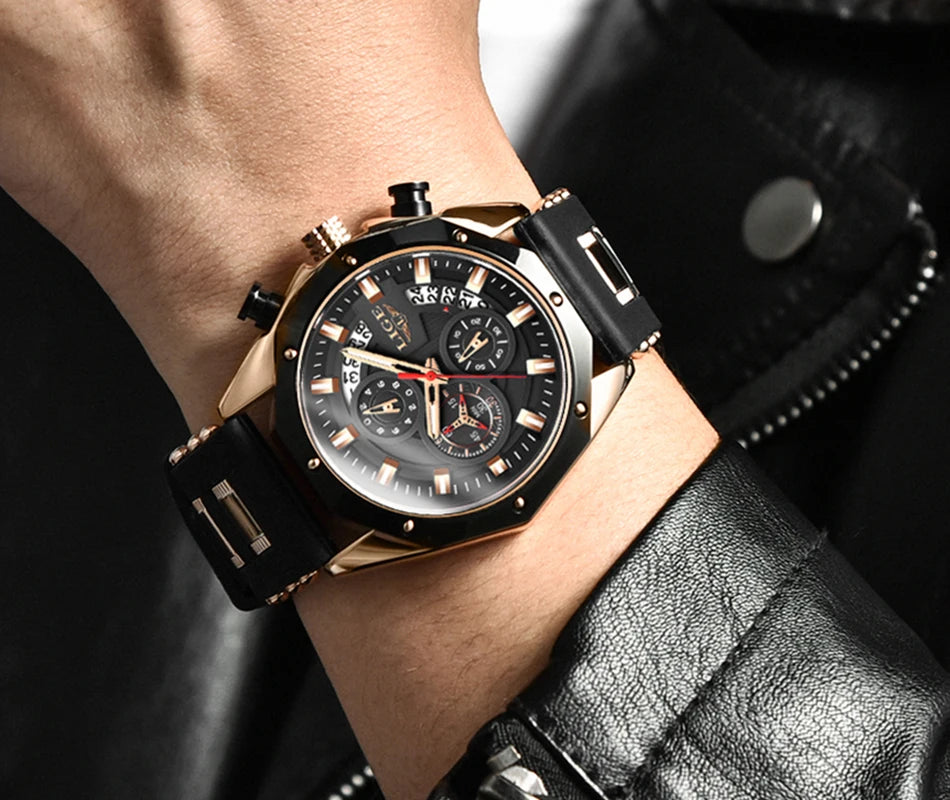 LIGE Fashion Men Watches Top Brand Luxury Silicone Sport Watch Men Quartz Date Clock Waterproof Wristwatch Chronograph Clock Man