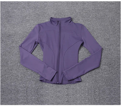 Women Sport Jacket Long Sleeve Shirt Workout Coat Gym Training Clothing Yoga Sportswear