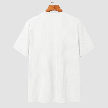 Summer Men's Clothing Light Luxury T Shirt Leisure Long Sleeve O Neck Drapped Solid Color Loose Basic Shirt Popular Knitwear