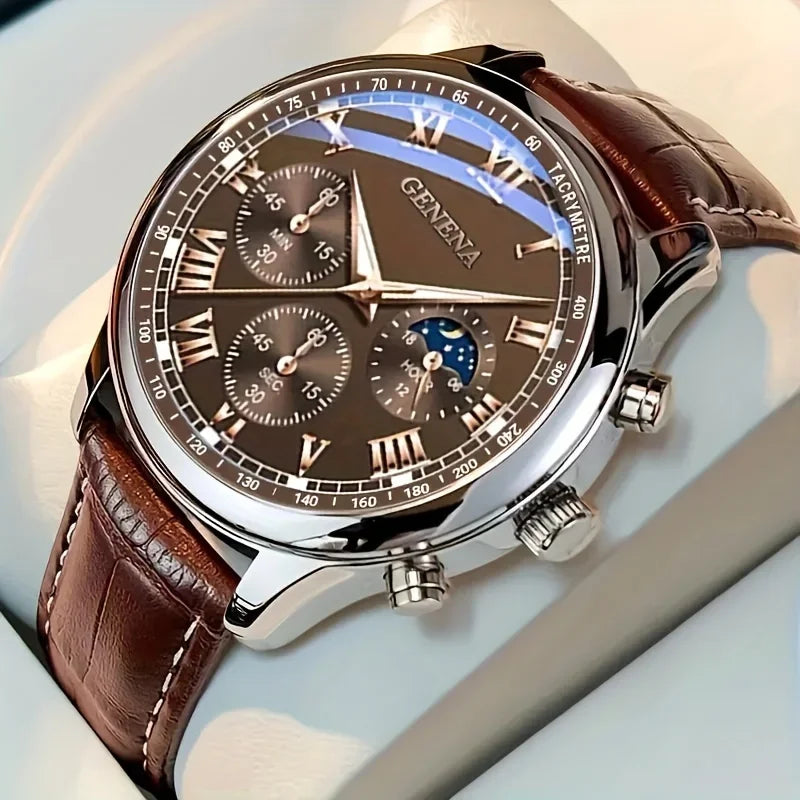 Fashion Men Business Watches Casual Leather Strap Male's Analog Quartz Wristwatch Reloj Hombre（Without Box）