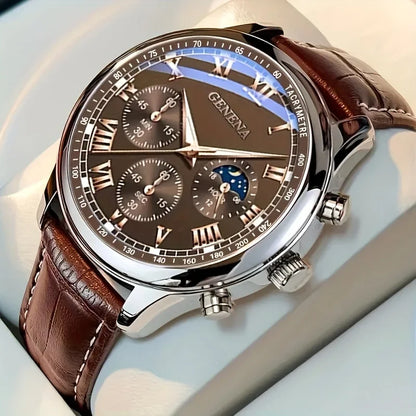 Fashion Men Business Watches Casual Leather Strap Male's Analog Quartz Wristwatch Reloj Hombre（Without Box）
