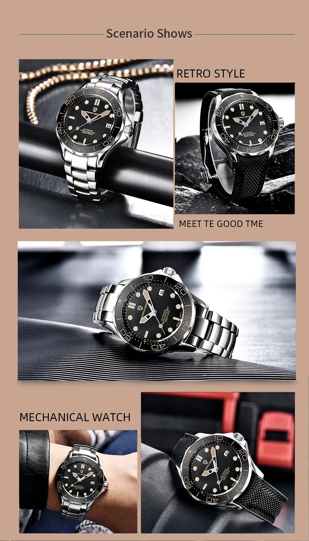 2026 New PAGANI DESIGN 007 Men's Watches Gold Luxury Mechanical Wristwatches Automatic Watch Men AR Sapphire Waterproof Luminous