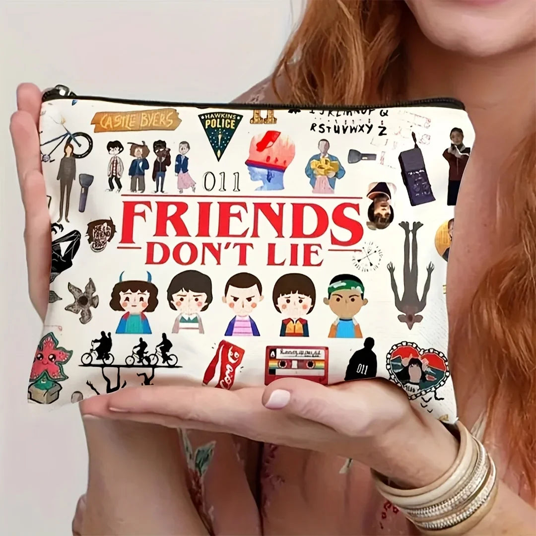 A TV Program Makeup Bag -Cute Multifunctional Zipper Bag for Women, Jewelry Storage Bag, Perfect Travel Zipper Small Storage Bag