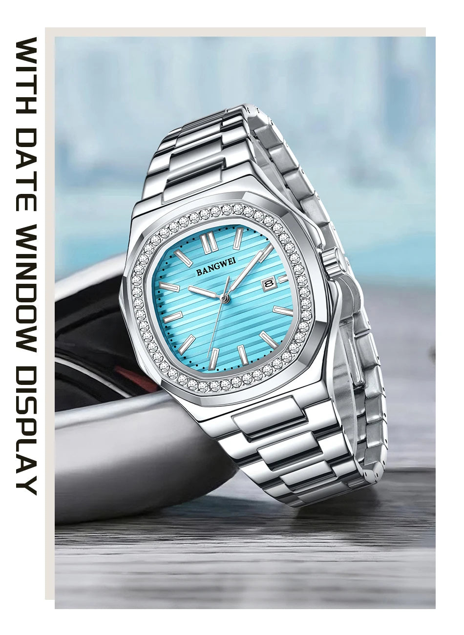 LIGE New Fashion Date Couple Watches 30M Waterproof Luminous Valentine's Day Gift Stainless Steel Watch Men Women Quartz Watch