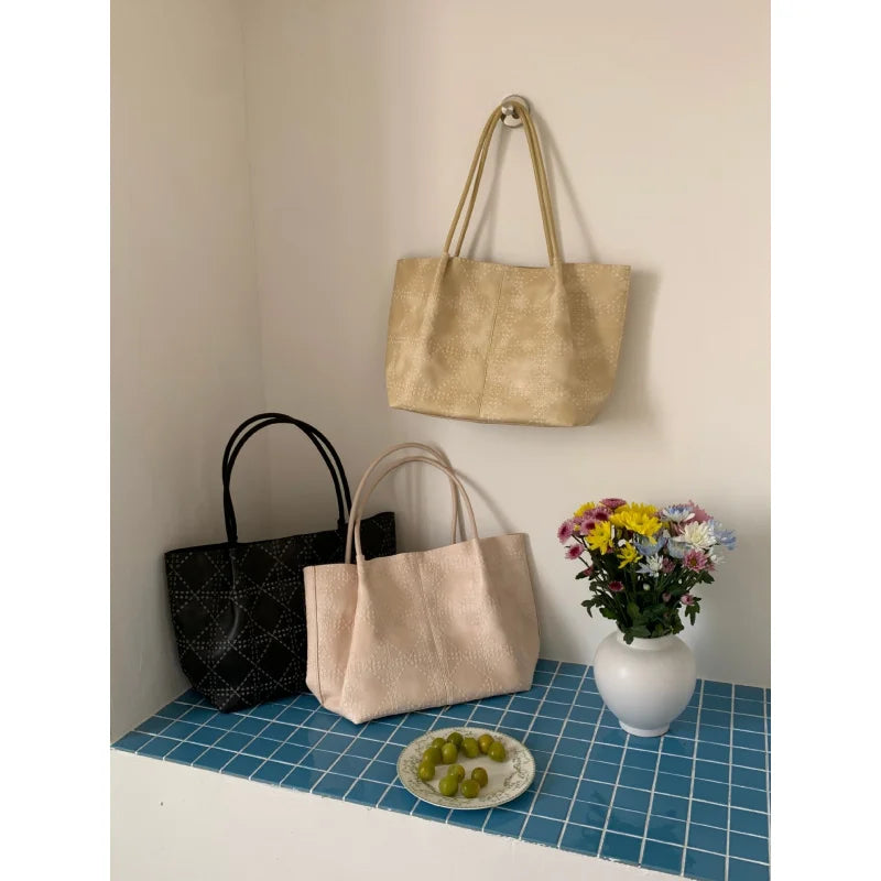 Women's handbag tote bag，2026New Fashionable Quilted Single-Shoulder Tote Bag，Women's large-capacity mother-and-daughter bag, hi