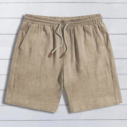 Summer thin linen shorts for men, loose and casual, five-inch pants, cotton and linen, breathable, suitable for beach and sports