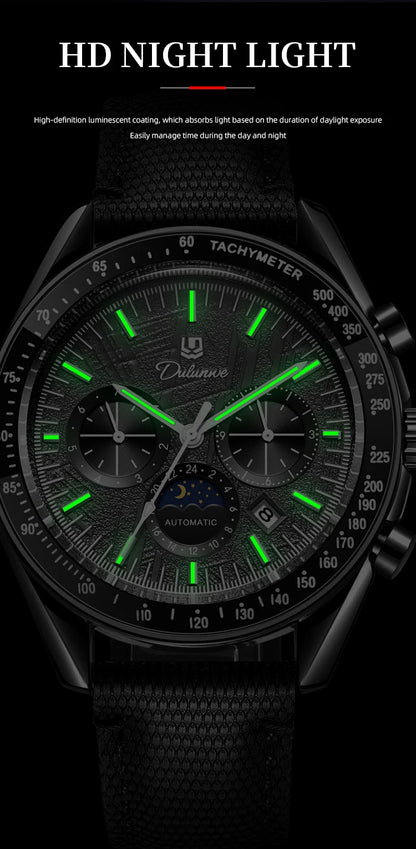 Automatic Watch for Men Stainless Steel Luminous Waterproof Moon Phase Man Watches Luxury Men's Mechanical Wristwatch