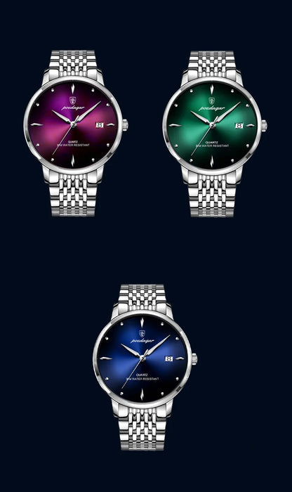 POEDAGAR Luxury Sports Men Watch Waterproof Luminous Stainless Steel Date Wristwatch For Man Quartz Clock Business Men's Watches