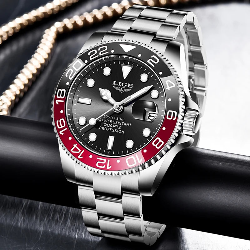 LIGE Top Brand Fashion Mens Watch Business Luxury Quartz Wristwatches Luminous Waterproof Sports Watches Mens Gifts Reloj Hombre