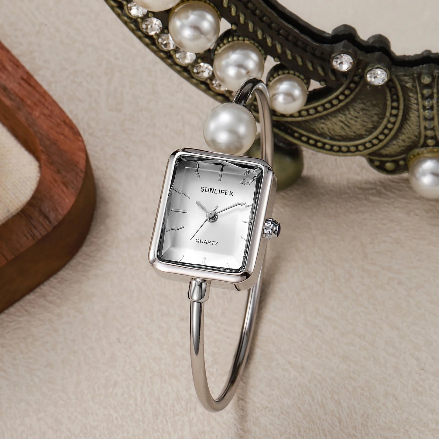 Y2k personalized ladies' watches plain bracelet simple design women's square alloy case watch gift watch