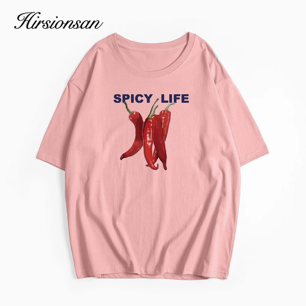 Hirsionsan Hot Girl Graphic Printed T Shirt Women Summer Cotton Soft Short Sleeve Casual Tee Female Oversized Higt Street Tops
