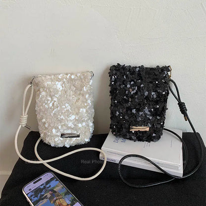 LEFTSIDE Mini Sequins Shoulder Bags for Women 2025 Designer New Evening Party Bling Bling Crossbody Bag Handbags and Purses