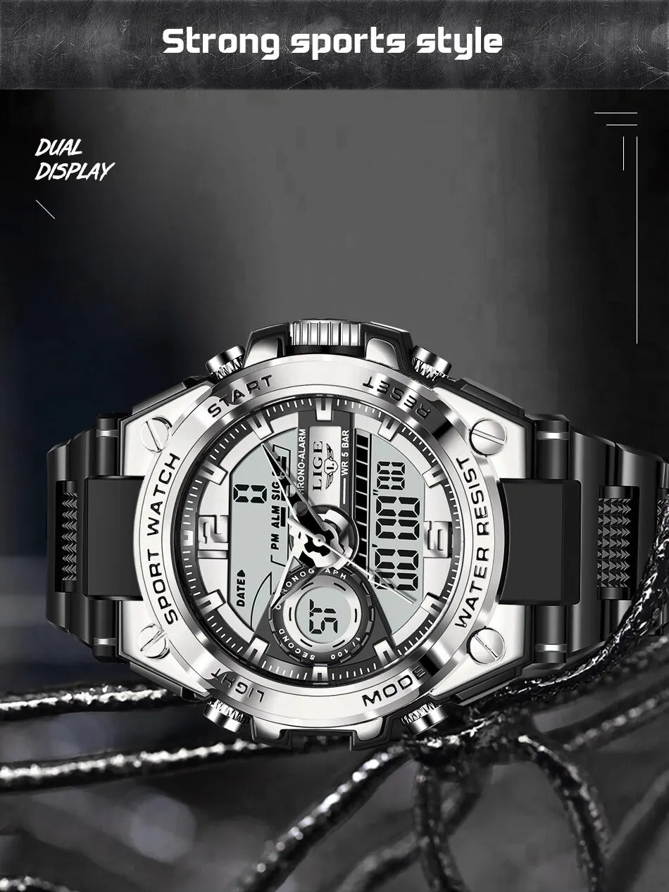 Men Military Watch Digital 50m Waterproof Wristwatch LED Quartz Clock Sport Watch Male Big Watches Men Relogio Masculino