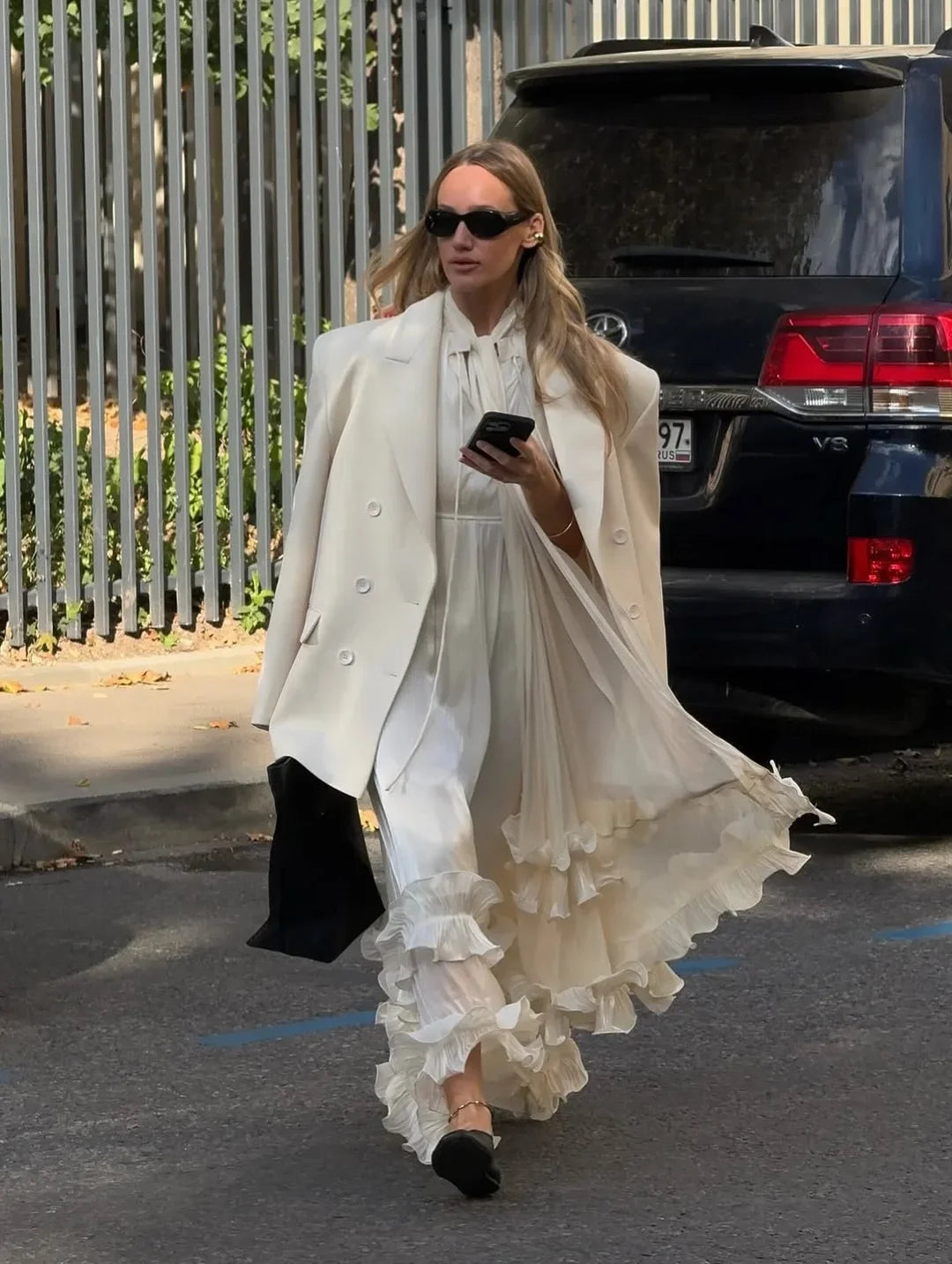 Elegant Ruffle V-neck Maxi Dress Women Chic Lapel Pleated Sleeveless High Waist Dresses Fashion 2025 Summer Lady Vacation Robes