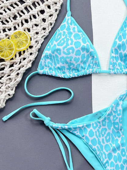 Sexy Leopard Micro Bikini 2025 Women Swimsuit Female Swimwear Thong Bikinis Set Brazilian Halter Beach Wear Lace Up Bathing Suit