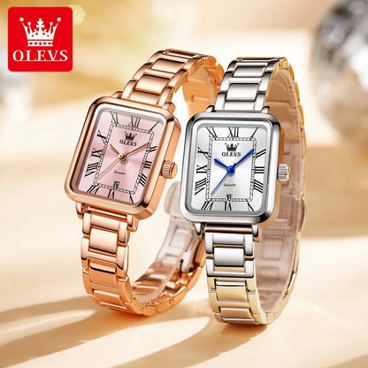 OLEVS 5641 Ladies Watch Fashion Luxury Original  Square Quartz Watch Waterproof Luminous Automatic Date Watches For Woman Gifts