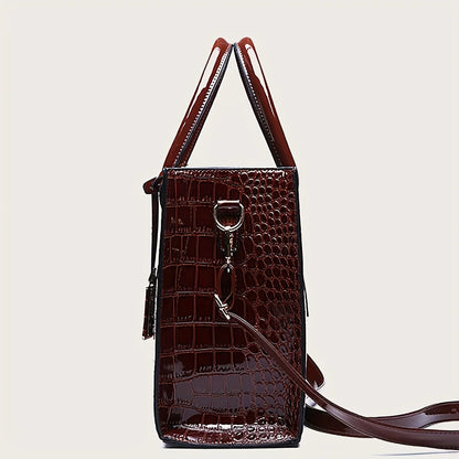 Women'S Large Capacity Tote Bag Elegant Synthetic Handbag with Zipper Closure, Spacious Work Bag for Women Formal & Everyday Use