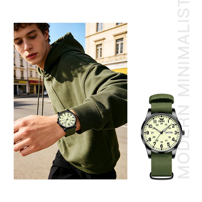 OPK 6090 Quartz Watches for Man Fashion Casual Nylon Webbing Watchband Dual Calendar Waterproof Luminous Men's Sports Watches