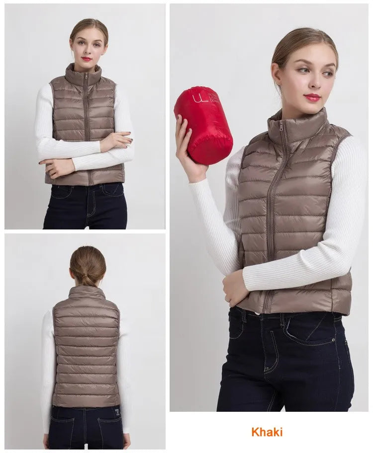 Women Vests 2023 New Autumn Winter Ultra Light Duck Down Vest Female Slim Sleeveless Jacket Windproof Warm Puffer Waistcoat