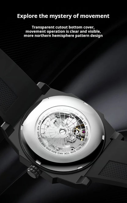 Pentagram Rotation Designer Luxury Luminous Automatic Movement Mechanical Clock High Quality Waterproof Silicone Men's Watches
