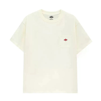 Hot sales Men Women Pure Cotton Embroidery T-Shirt Short Sleeve Tees Simple Solid Pocket Fashion Brand Exports Japan style