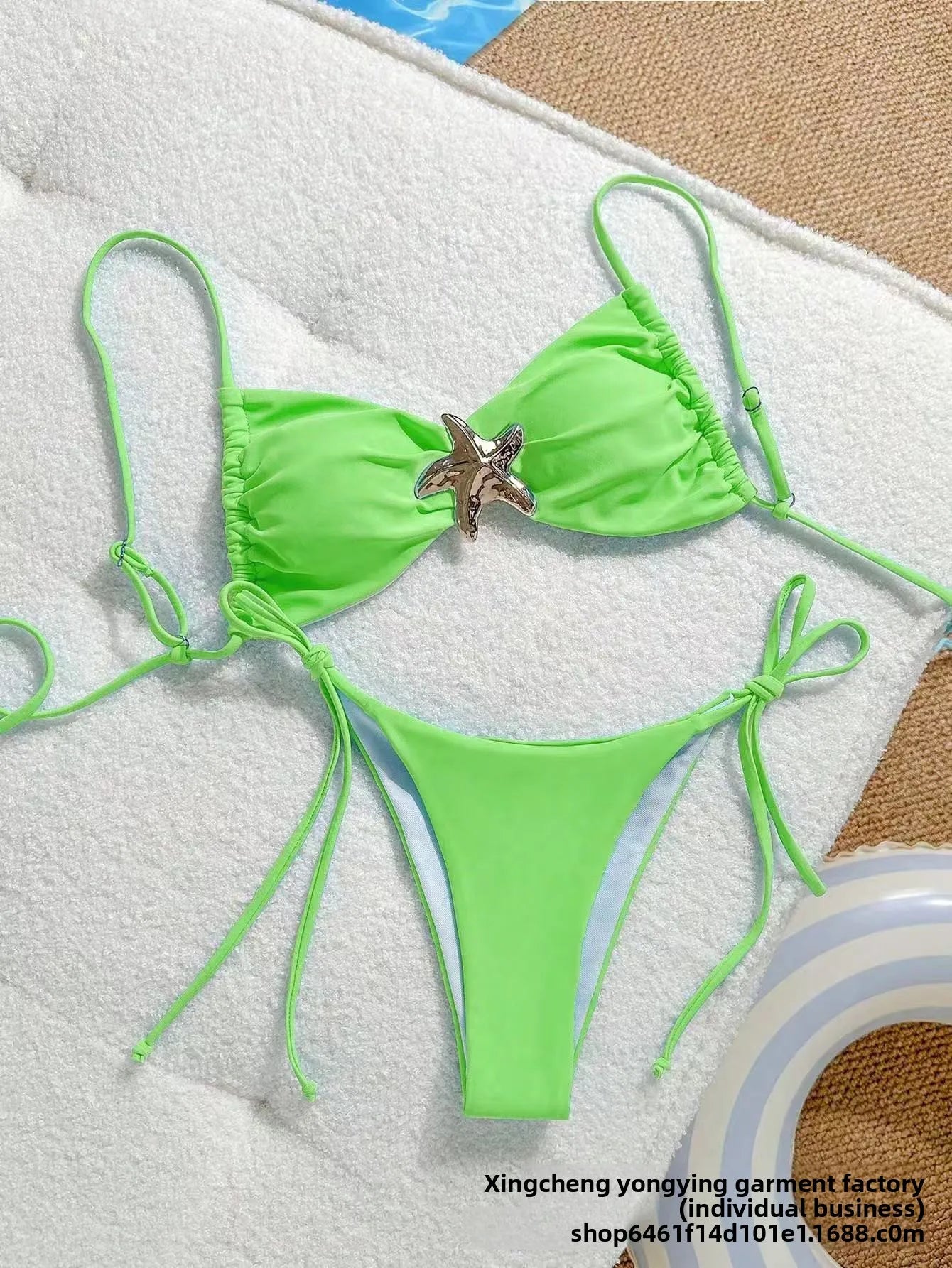 Sexy Solid Color Bikini Set Two Piece Swimsuit Pure Color Quick Dry Backless High Elasticity Nylon Fabric for Swimming And Wa...