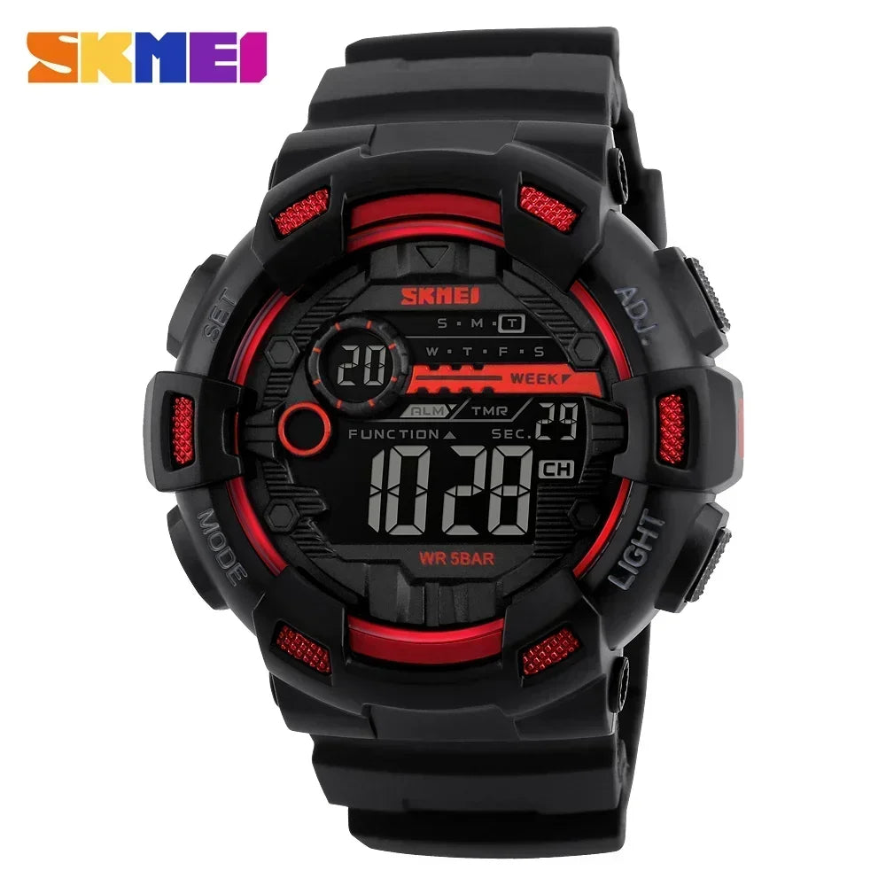 SKMEI 1243 Men Multifunction 5Bar Waterproof PU Strap LED Display Watches Chrono Digital Watch reloj hombre Outdoor Sport Watch
