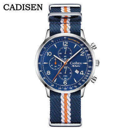 CADISEN Men's Watches Luxury Quartz Watch For Men Japan MIYOTA 0S10 Movt Canvas Strap Chronograph Waterproof Men's Wristwatch