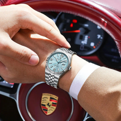 POEDAGAR Fashion Exquisite Men Wristwatches Waterproof Luminous Date Luxury Man Watch Stainless Steel Quartz Men's Watches Reloj