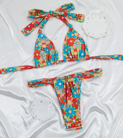 Tiedown Bikini for Women Triangle Swimwear Bathing Suit Brazilian 2-Piece Folds Bikinis Set solid Push Up Swimsuit New 2026