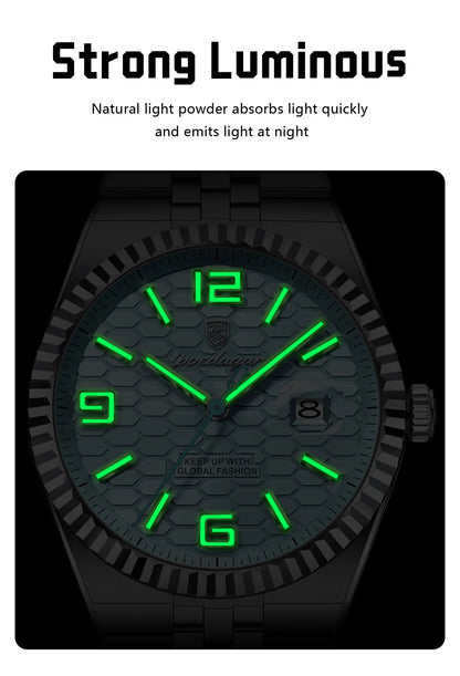 POEDAGAR Fashion Exquisite Men Wristwatches Waterproof Luminous Date Luxury Man Watch Stainless Steel Quartz Men's Watches Reloj